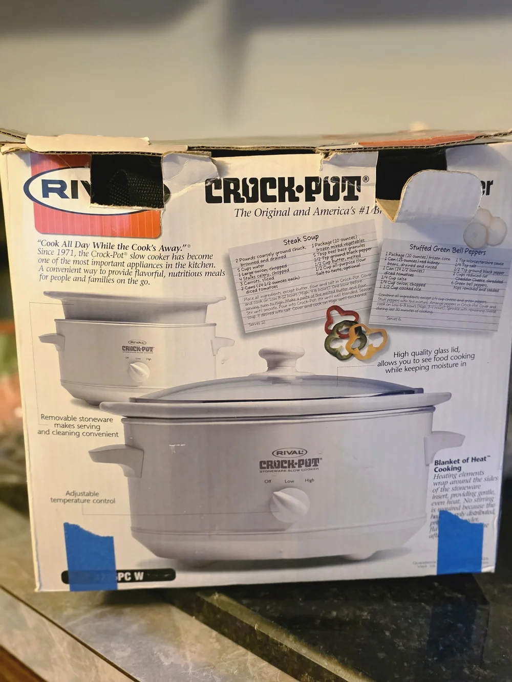 Vintage Rival Crock-Pot Slow Cooker 3 1/2 Quart - Model 3735PC W - With Traveler